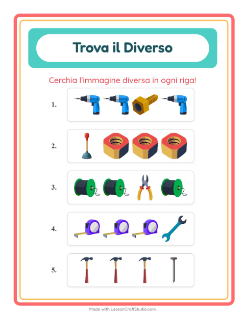 Anteprima della scheda di L'intruso con Attrezzi per Scuola dell'infanzia (5-7 anni)