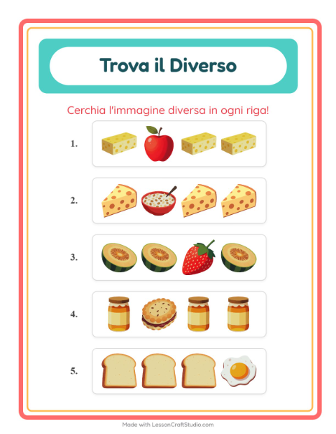 Anteprima della scheda di L'intruso con Colazione per Scuola dell'infanzia (5-7 anni)