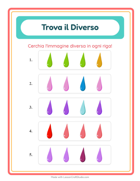Anteprima della scheda di L'intruso con Colori per Scuola dell'infanzia (5-7 anni)