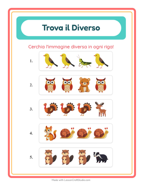 Anteprima della scheda di L'intruso con Creature della foresta per Scuola dell'infanzia (5-7 anni)