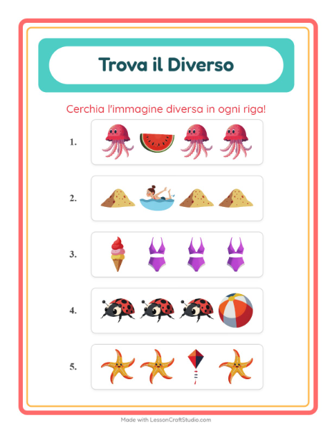 Anteprima della scheda di L'intruso con Estate per Scuola dell'infanzia (5-7 anni)