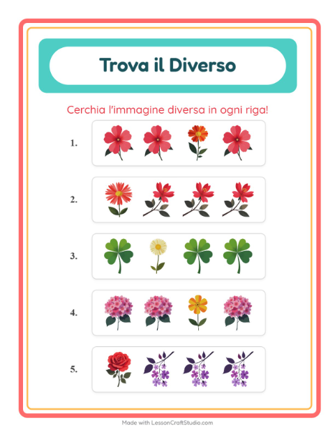 Anteprima della scheda di L'intruso con Fiori per Scuola dell'infanzia (5-7 anni)