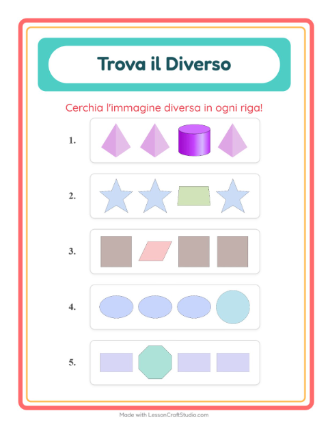 Anteprima della scheda di L'intruso con Forme per Scuola dell'infanzia (5-7 anni)