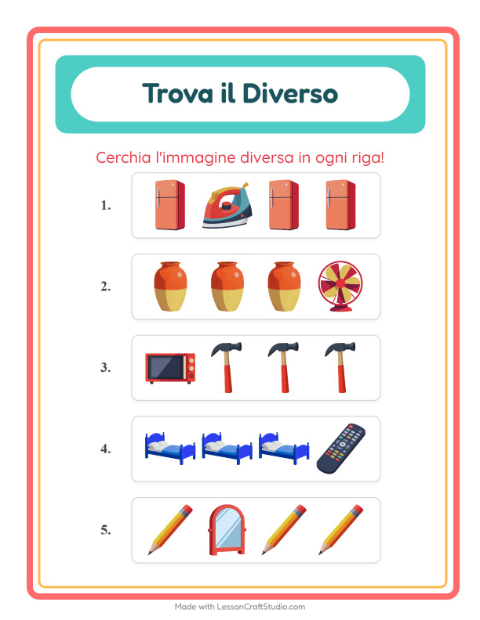 Anteprima della scheda di L'intruso con In giro per casa per Scuola dell'infanzia (5-7 anni)