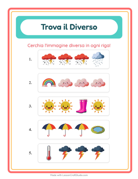 Anteprima della scheda di L'intruso con Meteo per Scuola dell'infanzia (5-7 anni)