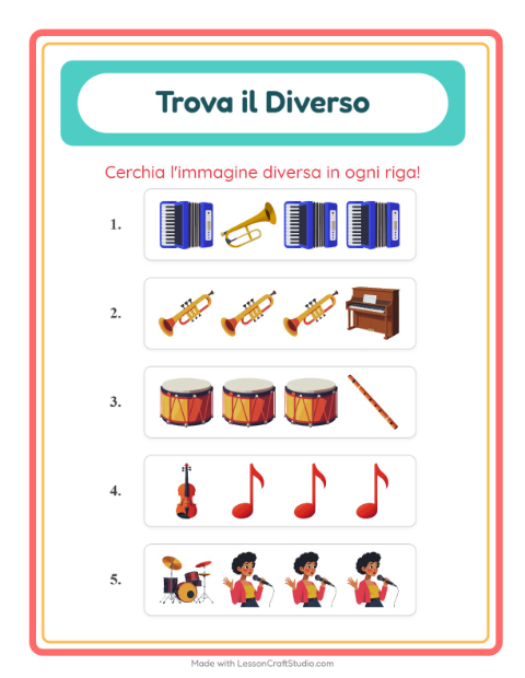 Anteprima della scheda di L'intruso con Musica per Scuola dell'infanzia (5-7 anni)