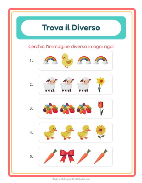 Anteprima della scheda di L'intruso con Pasqua per Scuola dell'infanzia (5-7 anni)