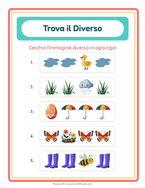 Anteprima della scheda di L'intruso con Primavera per Scuola dell'infanzia (5-7 anni)