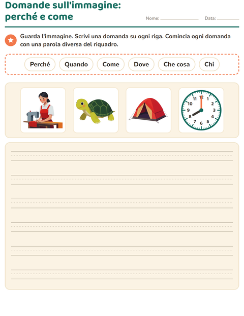 Anteprima della scheda di Le domande della frase per Scuola primaria classe seconda