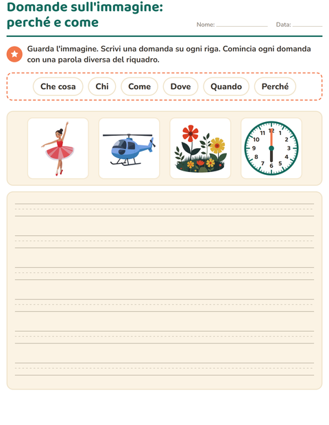 Anteprima della scheda di Le domande della frase per Scuola primaria classe seconda