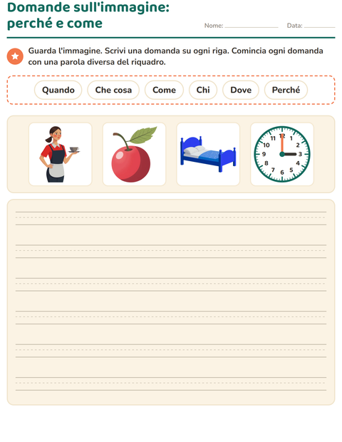 Anteprima della scheda di Le domande della frase per Scuola primaria classe seconda