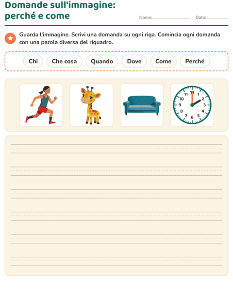 Anteprima della scheda di Le domande della frase per Scuola primaria classe seconda