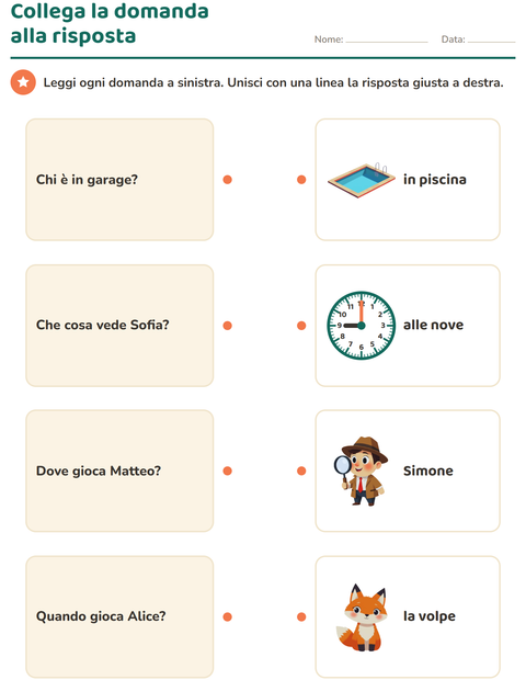 Anteprima della scheda di Le domande della frase per Scuola primaria classe prima
