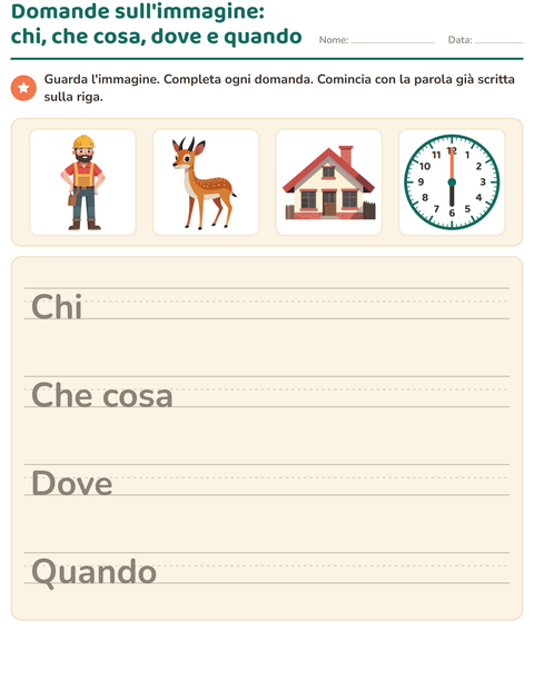 Anteprima della scheda di Le domande della frase per Scuola primaria classe seconda
