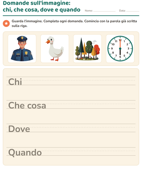 Anteprima della scheda di Le domande della frase per Scuola primaria classe seconda