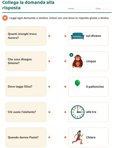 Collega ogni domanda alla sua risposta