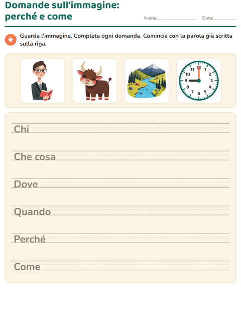 Anteprima della scheda di Le domande della frase per Scuola primaria classe seconda