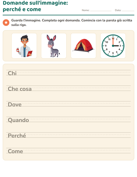 Anteprima della scheda di Le domande della frase per Scuola primaria classe seconda