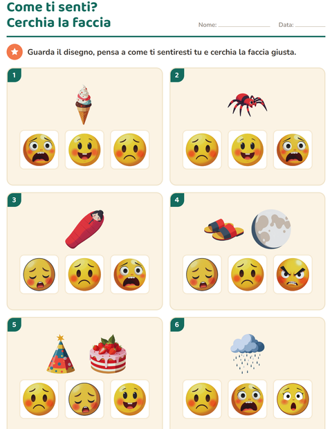 Anteprima della scheda di Le emozioni per Scuola dell'infanzia (5-7 anni)