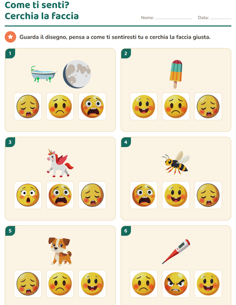 Anteprima della scheda di Le emozioni per Scuola dell'infanzia (5-7 anni)