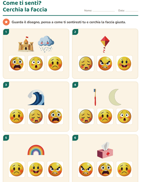 Anteprima della scheda di Le emozioni per Scuola dell'infanzia (5-7 anni)