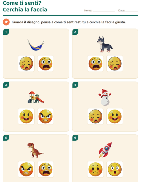 Anteprima della scheda di Le emozioni per Scuola dell'infanzia (5-7 anni)