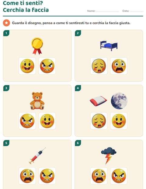 Anteprima della scheda di Le emozioni per Scuola dell'infanzia (5-7 anni)