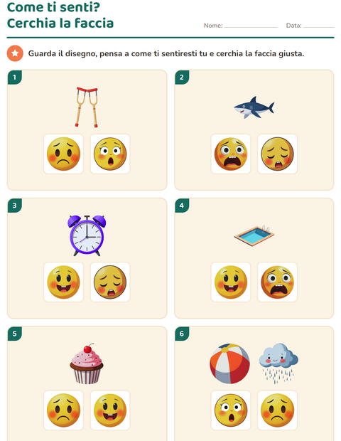 Anteprima della scheda di Le emozioni per Scuola dell'infanzia (5-7 anni)