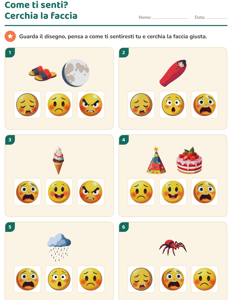 Anteprima della scheda di Le emozioni per Scuola dell'infanzia (5-7 anni)