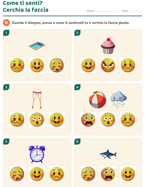 Anteprima della scheda di Le emozioni per Scuola dell'infanzia (5-7 anni)