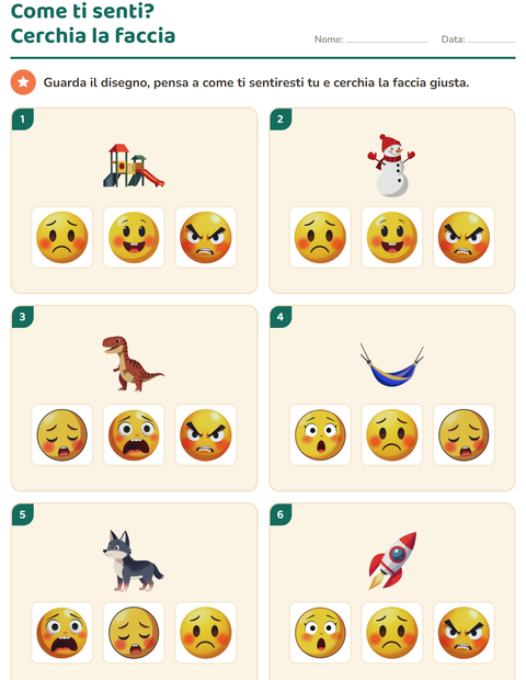 Anteprima della scheda di Le emozioni per Scuola dell'infanzia (5-7 anni)