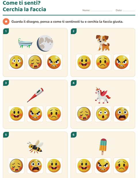 Anteprima della scheda di Le emozioni per Scuola dell'infanzia (5-7 anni)