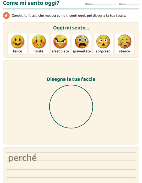Anteprima della scheda di Le emozioni per Scuola dell'infanzia (5-7 anni)