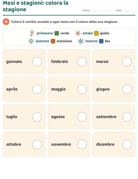 Mesi e stagioni: colora la stagione
