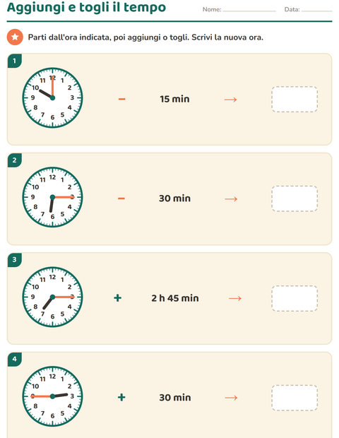 Anteprima della scheda di Leggere l'orologio per Scuola primaria classe terza