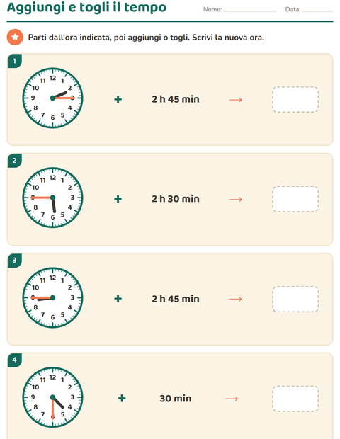 Anteprima della scheda di Leggere l'orologio per Scuola primaria classe terza