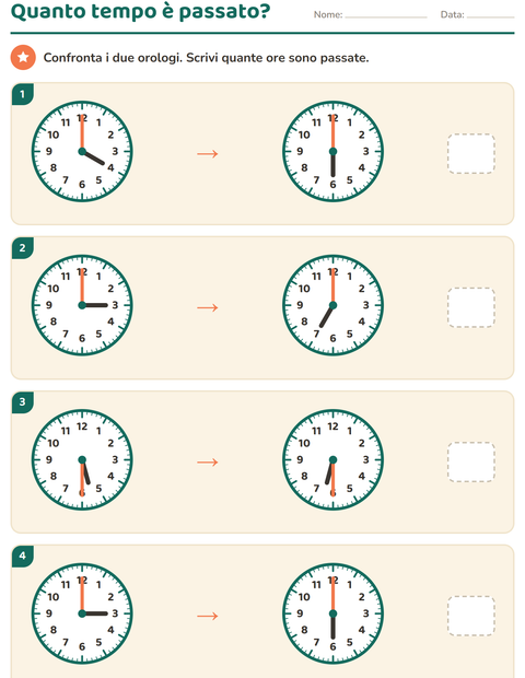 Anteprima della scheda di Leggere l'orologio per Scuola primaria classe terza