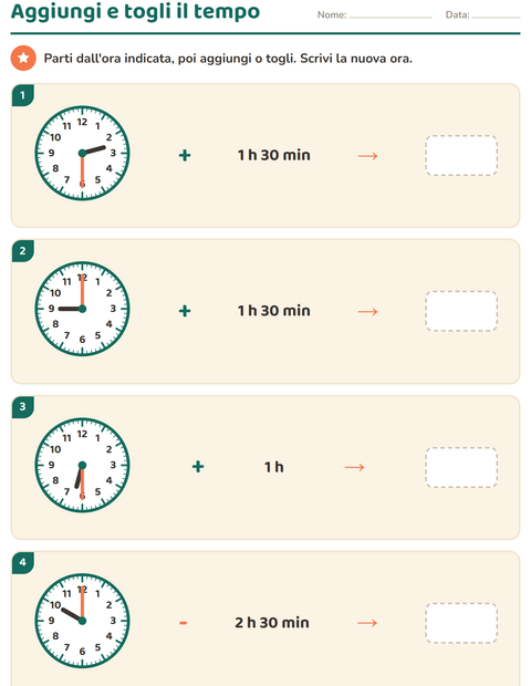 Anteprima della scheda di Leggere l'orologio per Scuola primaria classe terza