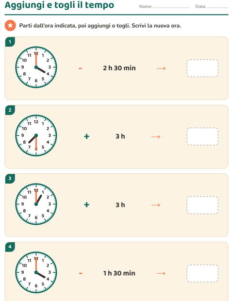Anteprima della scheda di Leggere l'orologio per Scuola primaria classe terza