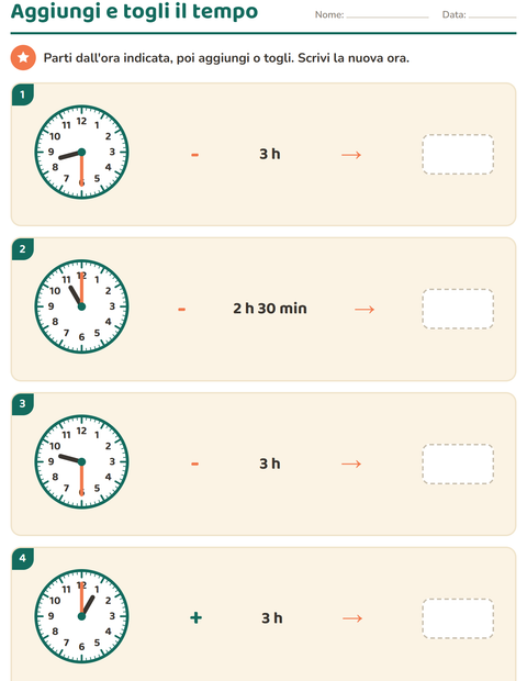 Anteprima della scheda di Leggere l'orologio per Scuola primaria classe terza