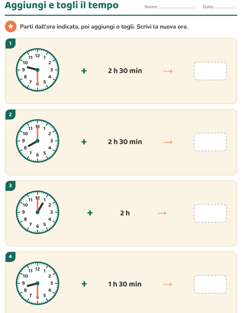Anteprima della scheda di Leggere l'orologio per Scuola primaria classe terza