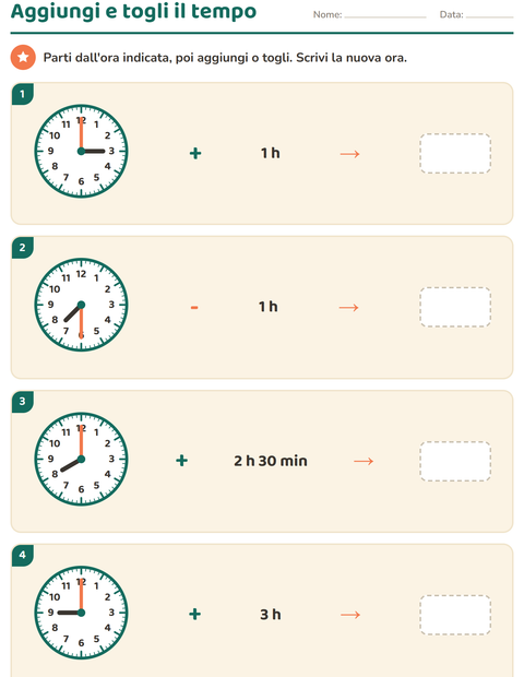 Anteprima della scheda di Leggere l'orologio per Scuola primaria classe terza