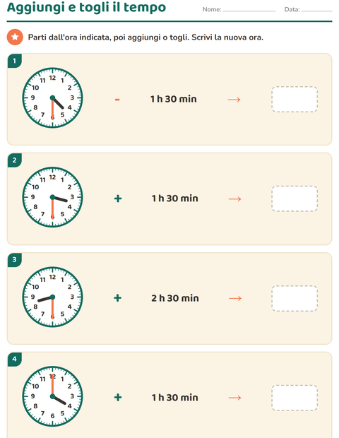 Anteprima della scheda di Leggere l'orologio per Scuola primaria classe terza