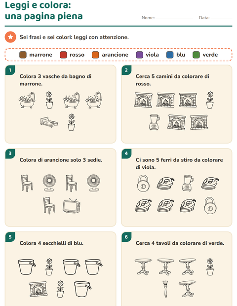 Anteprima della scheda di Leggi e colora con Casa BN 2 per Scuola primaria classe prima