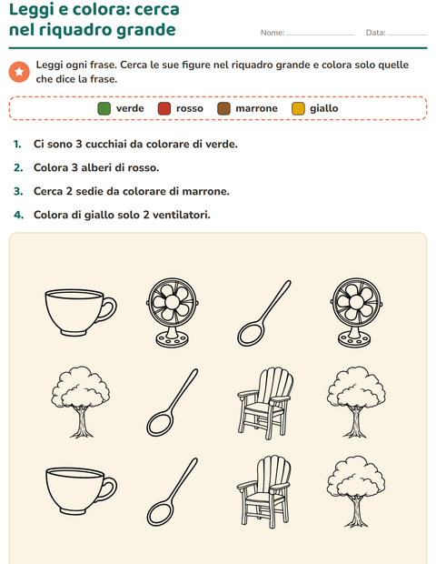 Anteprima della scheda di Leggi e colora con Casa e Natura BN per Scuola primaria classe prima