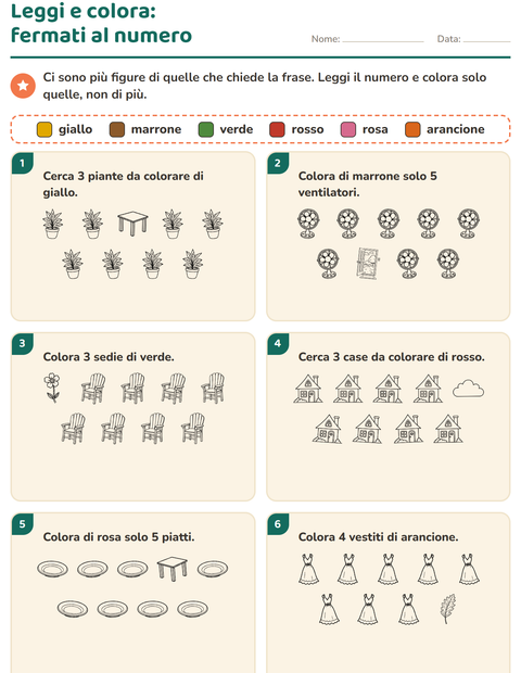 Anteprima della scheda di Leggi e colora con Casa e Natura BN per Scuola primaria classe prima