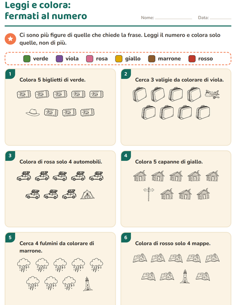 Anteprima della scheda di Leggi e colora con Viaggi e Vacanze BN per Scuola primaria classe prima
