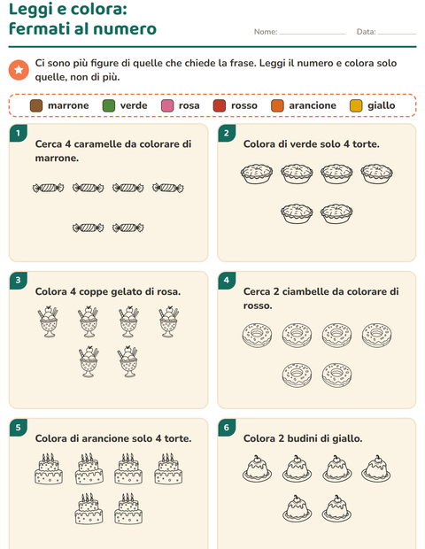 Anteprima della scheda di Leggi e colora con Dolce (B/N) per Scuola primaria classe prima