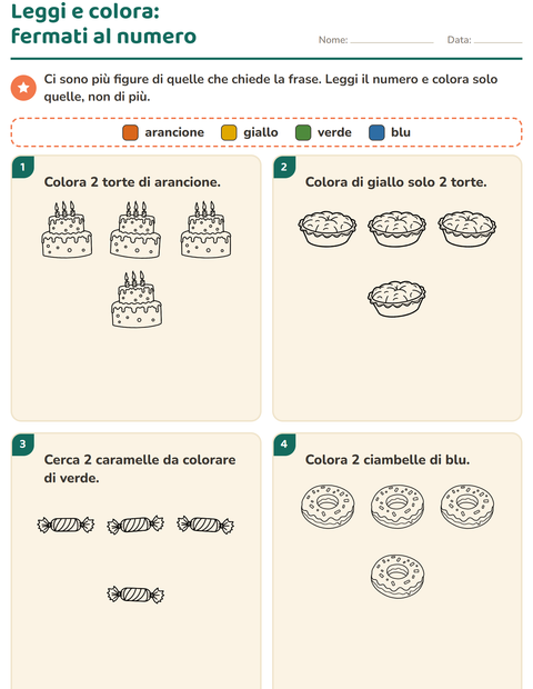 Anteprima della scheda di Leggi e colora con Dolce (B/N) per Scuola primaria classe prima