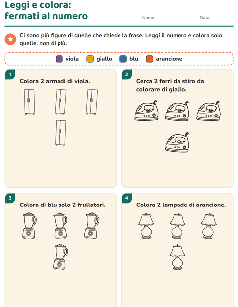 Anteprima della scheda di Leggi e colora con Casa BN per Scuola primaria classe prima